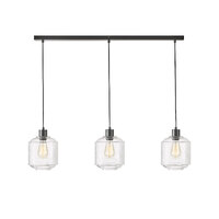 Stylux SL63523CL | Marconi Trilight 3 Clear Glass Light Pendant | Black