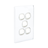 Snow Leopard SNSWV5GWW | 5 Gang Light switch | 16AX/20Amp 250v | Glass Look