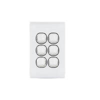 Snow Leopard SNSWV6GWW | 6 Gang Light switch | 16AX/20Amp 250v | Glass Look