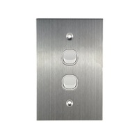 Connected Switch Gear SS-LS102V | 2 Gang Light Switch | Stainless Steel / White