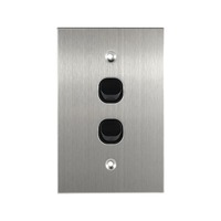 Connected Switch Gear SS-LS102VB | 2 Gang Light Switch | Stainless Steel / Black