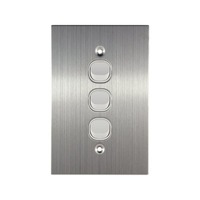 Connected Switch Gear SS-LS103V | 3 Gang Light Switch | Stainless Steel / White