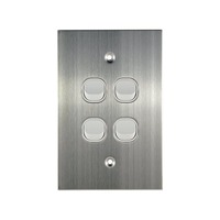 Connected Switch Gear SS-LS104V | 4 Gang Light Switch | Stainless Steel / White