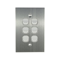 Connected Switch Gear SS-LS106V | 6 Gang Light Switch | Stainless Steel / White