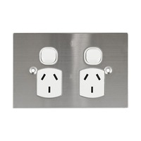 Connected Switch Gear SS-POD10 | Stainless Steel / White Double Power point