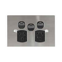 Connected Switch Gear SS-POD10XB | Stainless Steel / Black Double Power point / Extra Switch