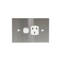 Connected Switch Gear SS-POS10 | Stainless Steel / White Single Power point 