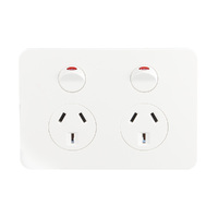 Hager Allure WBHP2S | Double Internal PowerPoint With Shutter | 10Amp | Gloss White
