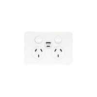 Hager Allure WBHP2SUSBAC | 10Amp Double Internal Powerpoint With USB A+C Charger | Gloss White
