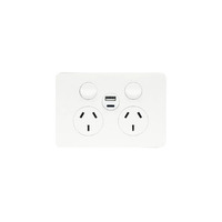 Hager Allure WBHP2SUSBAC | 10Amp Double Internal Powerpoint With USB A+C Charger | Gloss White