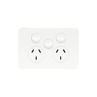 Hager Allure WBHP2XS | Double Internal PowerPoint With Extra Switch | 10Amp | Gloss White