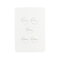 Hager Allure WBHSV5 | 5 Gang Vertical Internal Rocker Switch | 16Amp | Gloss White