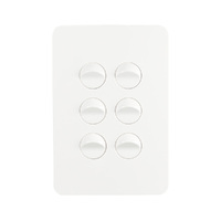 Hager Allure WBHSV6 | 6 Gang Vertical Internal Rocker Switch | 16Amp | Gloss White