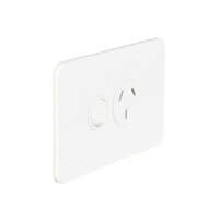Hager Silhouette WBSP1S-MW | Single Power Point 10Amp with Shutter | Slimline | Matt White