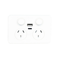 Hager Silhouette WBSP2SUSBAC-MW | 10Amp Double Internal Powerpoint With USB A+C Charger | Matt White