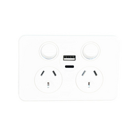 Hager Silhouette WBSP2SUSBAC | 10Amp Double Internal Powerpoint With USB A+C Charger | Gloss White