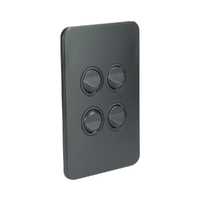 Hager Silhouette WBSSV4-MB | Four Gang Switch 16Amp | Slimline | Matt Black