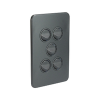 Hager Silhouette WBSSV5-MB | Five Gang Switch 16Amp | Slimline | Matt Black