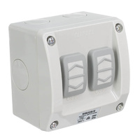 Clipsal WS226/2-RG | Double Weatherproof Switch 16amp IP66
