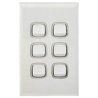 Switch 6 gang 10amp 250v white | HPM XLP770/6WE