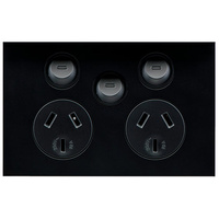 CLIPSAL SATURN ZEN Z4025XA-ZB | Double GPO With Extra Switch | Zen Black