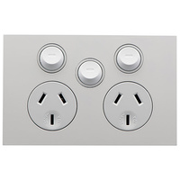 CLIPSAL SATURN ZEN Z4025XA-ZW | Double GPO With Extra Switch | Zen White 