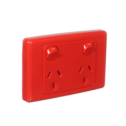 CLIPSAL 2025-RD | 10Amp RED Double Power Point GPO | 2000 Series main image