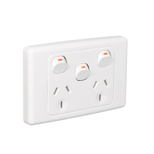 Clipsal 2025XA-WE | 10Amp Double Power Point With Extra Switch White | 2000 Series main image
