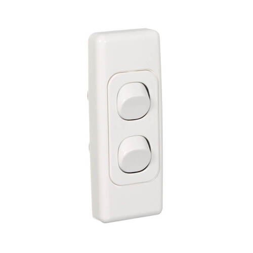 Clipsal 2032A-WE | 2 Gang Architrave Switch 10amp White | 2000 Series main image