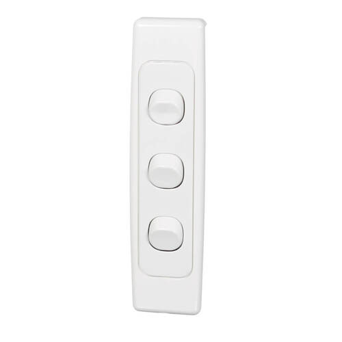 Clipsal 2033A-WE | 3 Gang Architrave Switch 10amp White | 2000 Series main image