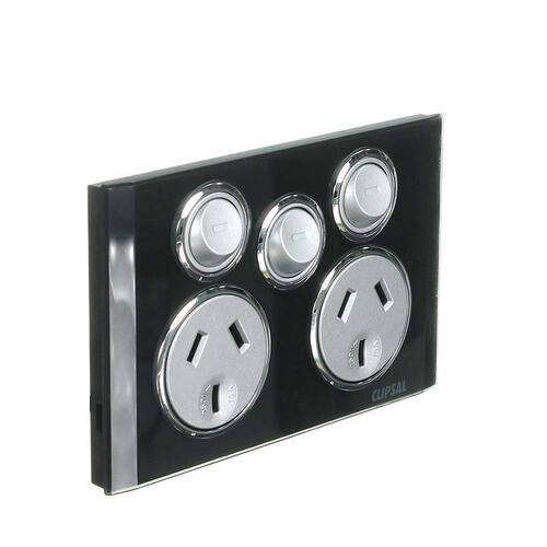 CLIPSAL SATURN 4025XA-EB | 10Amp Double Power Point | Removable Extra Switch | Espresso Black main image