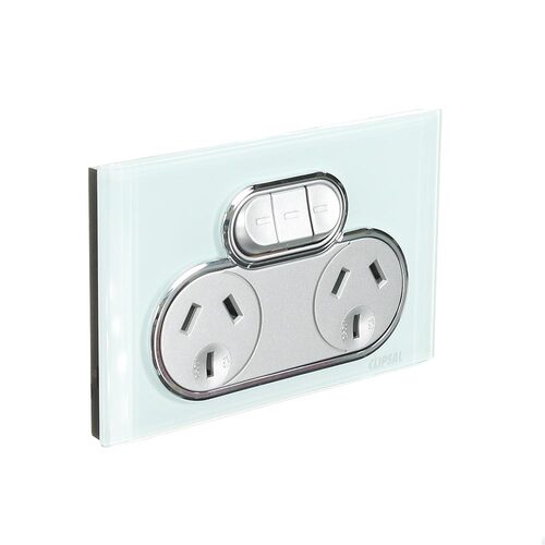 CLIPSAL SATURN 4025X-OM | 10Amp Double Power Point | With Extra Switch | Ocean Mist main image