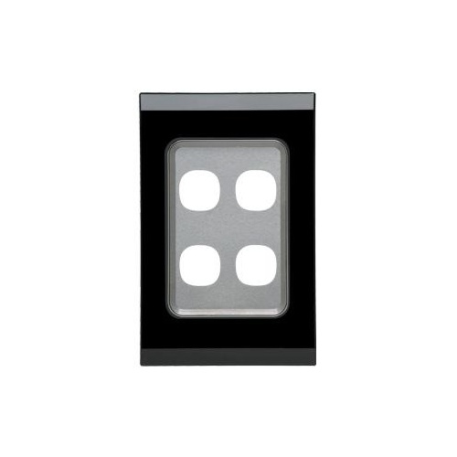 CLIPSAL SATURN 4034VHEB | 4 Gang 30 Series Grid And Surround (Espresso Black) main image