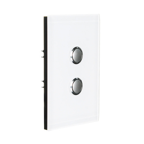CLIPSAL SATURN 4062PBL-PW | 2 Gang Pushbutton LED Switch | Pure White main image