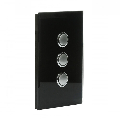 CLIPSAL SATURN 4063PBL-EB | 3 Gang Pushbutton LED Switch | Espresso Black main image