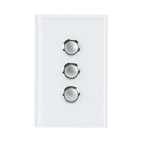 CLIPSAL SATURN 4063PBL-PW | 3 Gang Pushbutton LED Switch | Pure White  main image