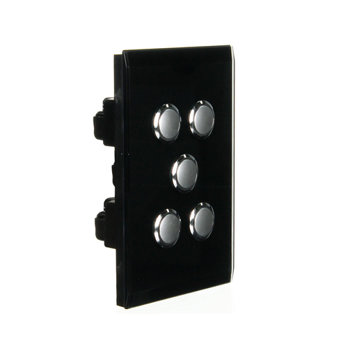 CLIPSAL SATURN 4065PBL-EB | 5 Gang Pushbutton LED Switch | Espresso Black main image