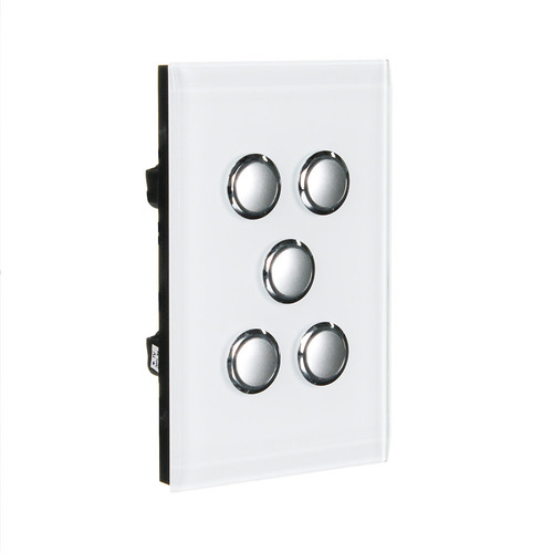 CLIPSAL SATURN 4065PBL-PW | 5 Gang Pushbutton LED Switch | Pure White main image