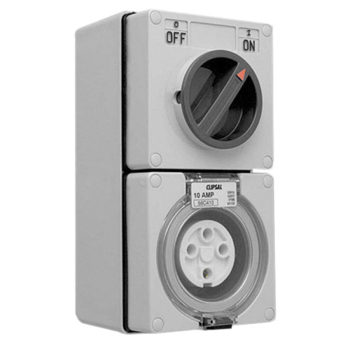 CLIPSAL 56C410-GY | 4 Pin 10Amp Combination Switched Socket | 56 Series main image