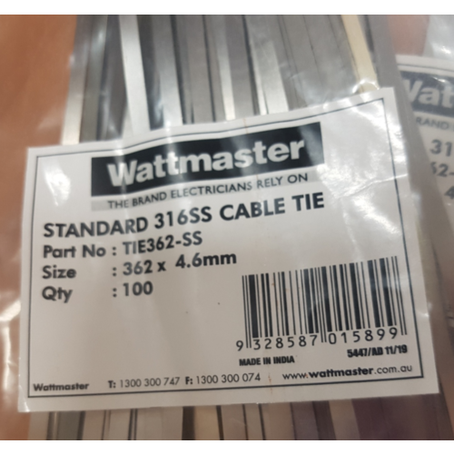 33 316 Stainless Steel Cable Ties 300 lb. (100/Bag)