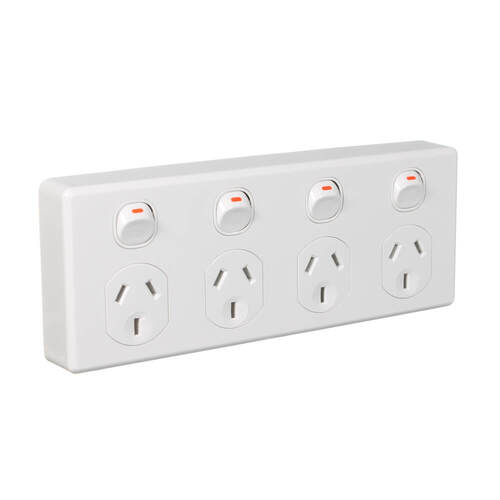 Clipsal Classic C2015D4-WE | 4 Gang power point 10 Amp White  main image