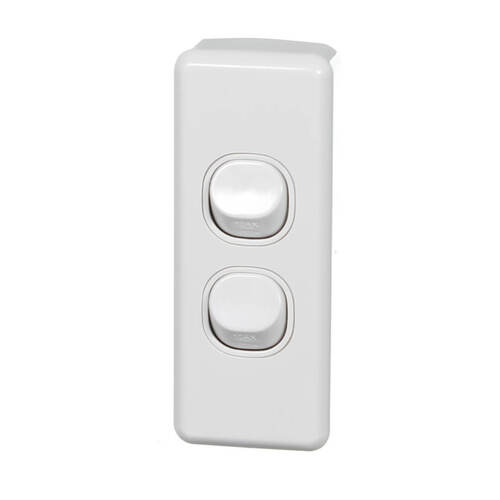 Clipsal Classic C2032A-WE | 2 Gang Architrave switch 10 Amp White  main image