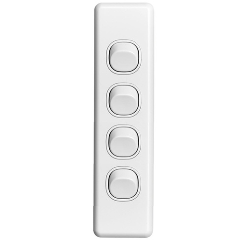 Clipsal Classic C2034A-WE | 4 Gang Architrave switch 10 Amp White  main image