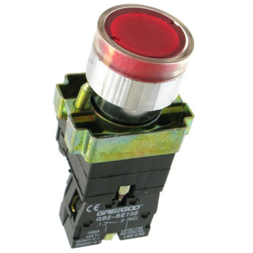 Illuminated Push Button RED LED 240V AC | IPB-R/LED240 main image