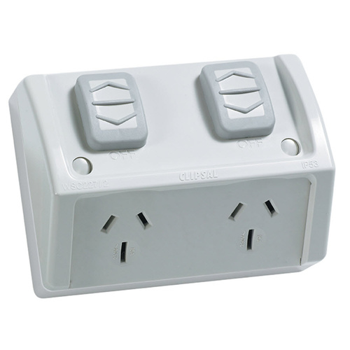 Clipsal WSCF227/2 | Flush Weatherproof Double Power Point 10amp Resistant Grey main image
