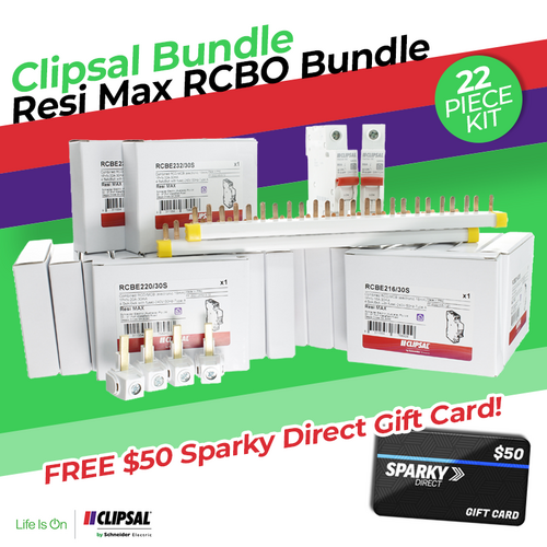 Clipsal Resi Max Pack | RCBO's, Main Switch, Busbars, Cable Connectors + Free $50.00 E-Gift Card main image
