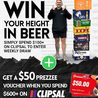 Clipsal July 2025 | Win Your Height In Beer/$50 Prezzee